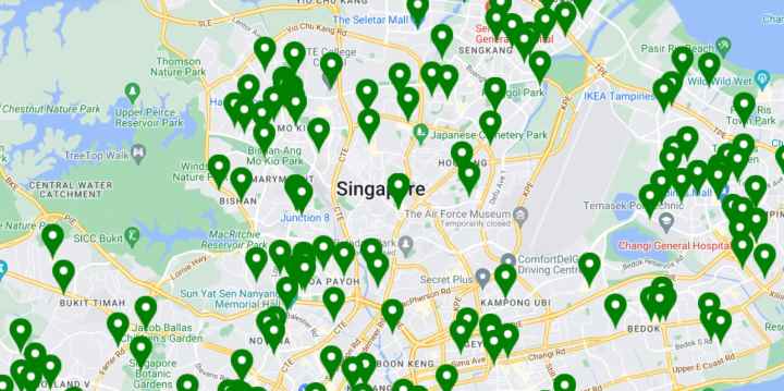 Preview of the map of E-waste recycling centers in Singapore.